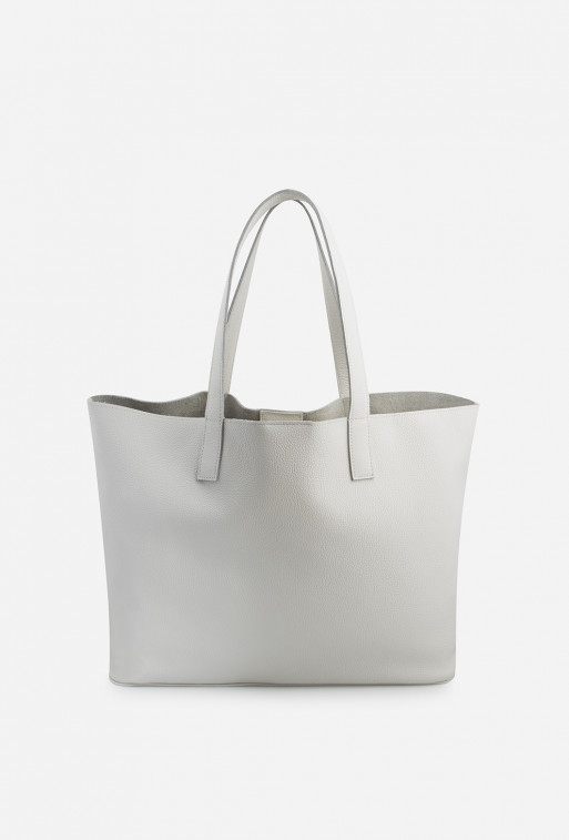 White leather 
shopper bag /gold/
