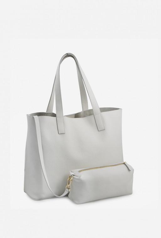 White leather 
shopper bag /gold/