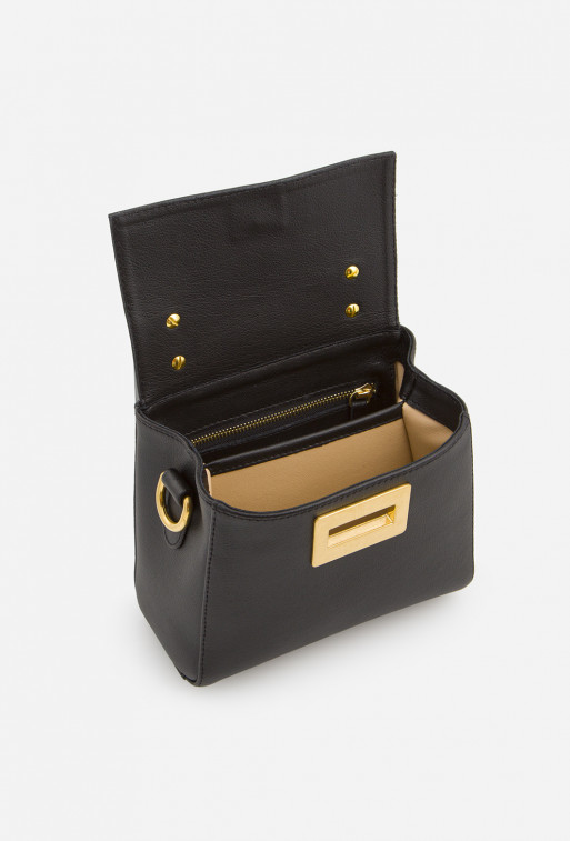Erna micro RS black leather
city bag /gold/