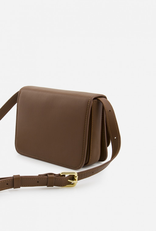 Harper brown leather crossbody bag /gold/