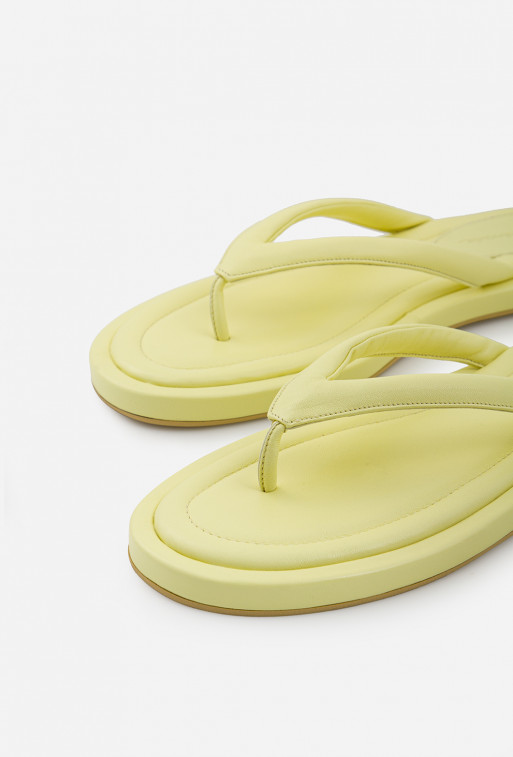 Feida light yellow leather flip flops