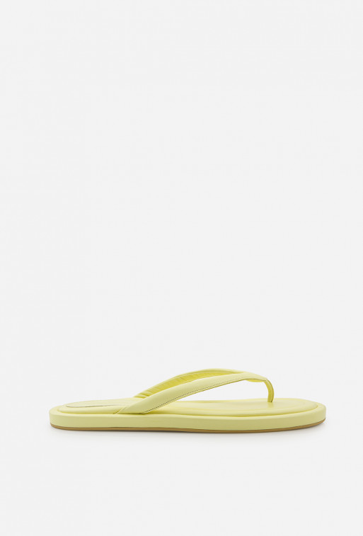 Feida light yellow leather flip flops