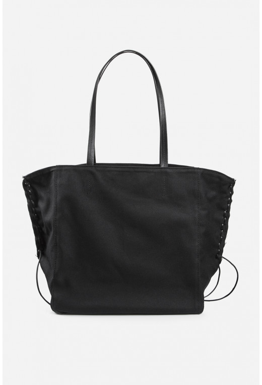 Areta black textile
shopper bag