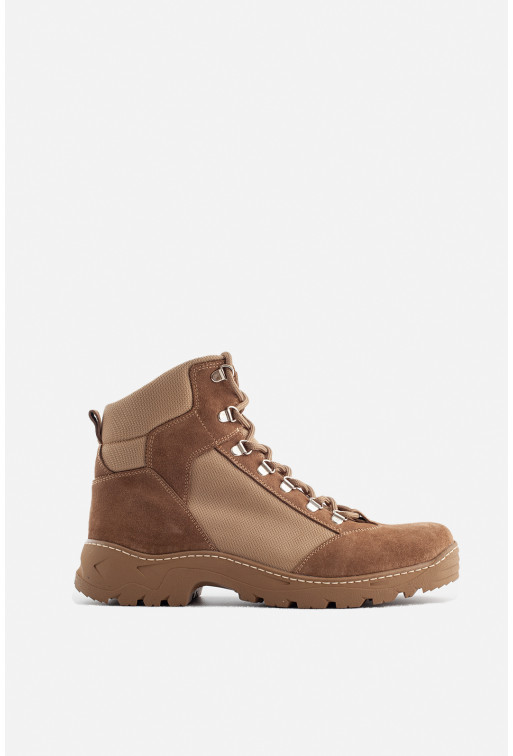 Beige combined military boots