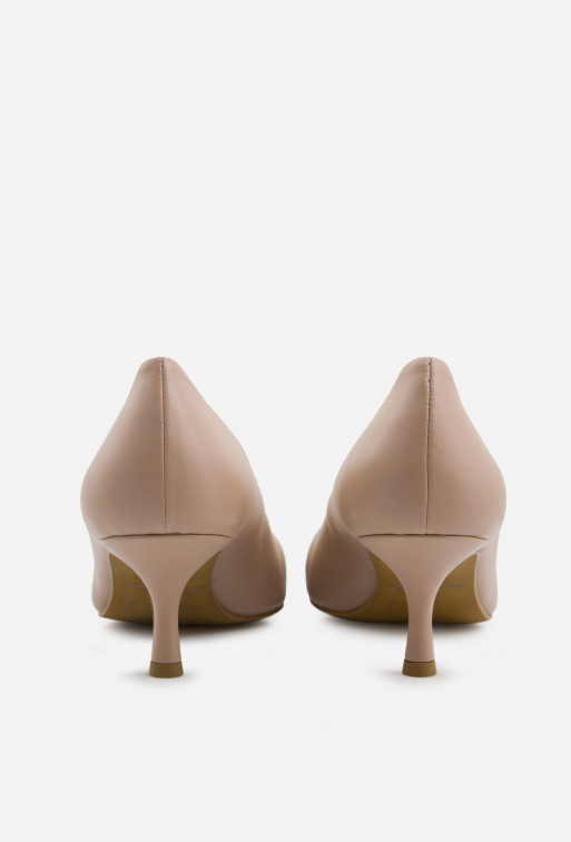 Valery beige leather kitten heels pumps /5 cm/