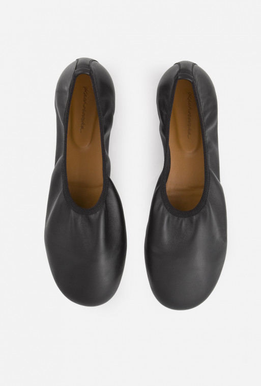Lory black leather ballet flats