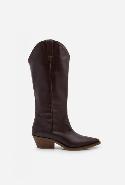 Nina brown leather cowboy boots
