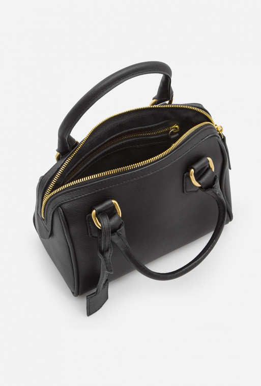 Drew black leather crossbody bag /gold/