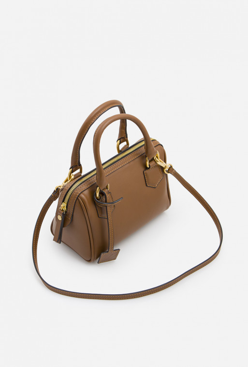 Drew brown leather crossbody bag /gold/