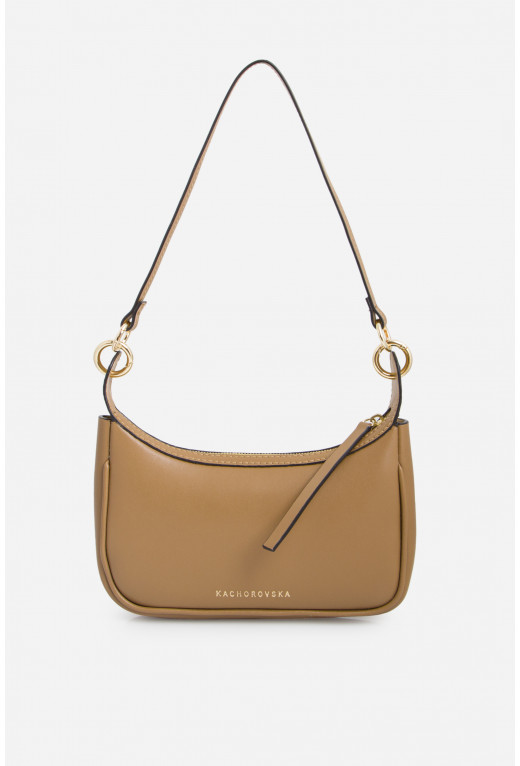 Gia light brown leather
baguette bag /gold/