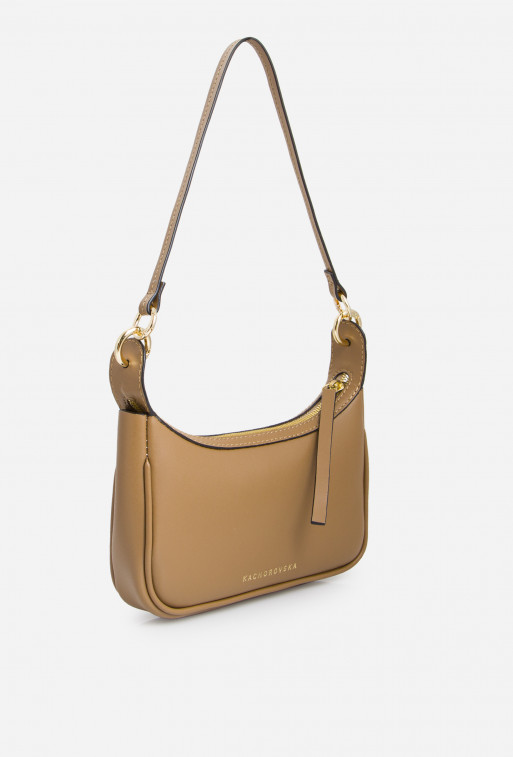 Gia light brown leather
baguette bag /gold/