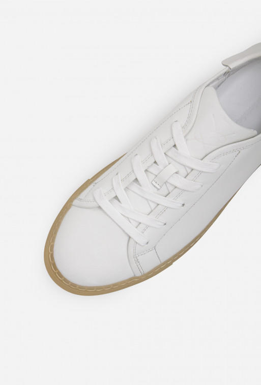 Erin white leather sneakers beige sole