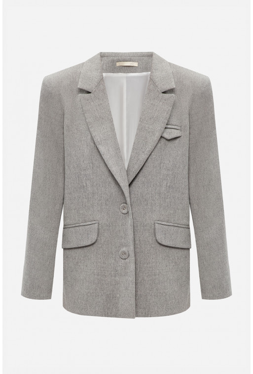 Light gray melange wool oversized jacket
