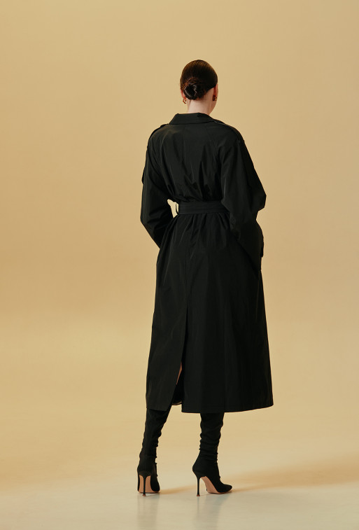 Black trench raincoat fabric
