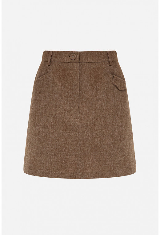Classic brown wool mini skirt