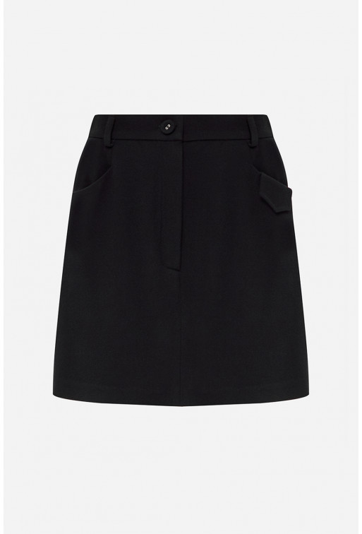 Classic black wool mini skirt