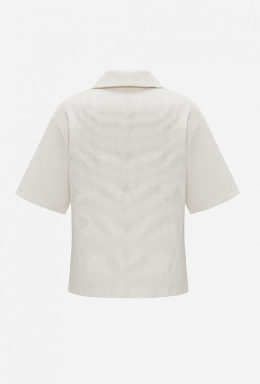 Milky cotton polo shirt