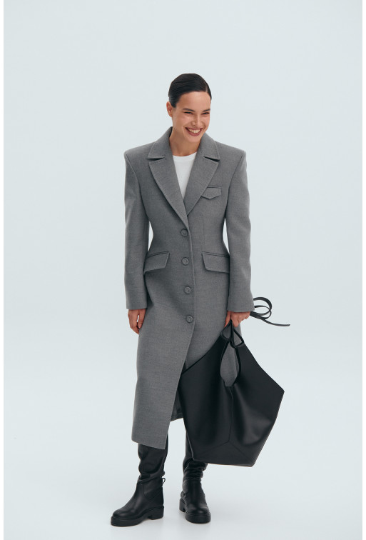 Gray wool fitted coat
