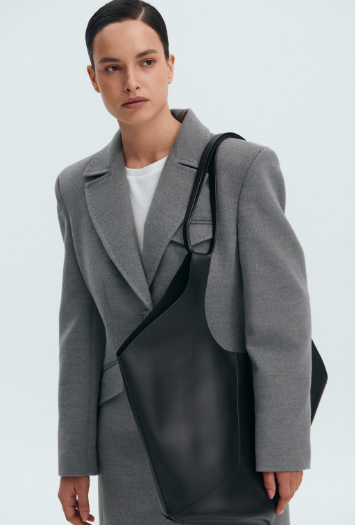Gray wool fitted coat