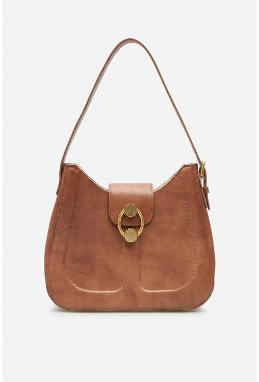 Nancy vintage brown leather
hobo bag /gold/