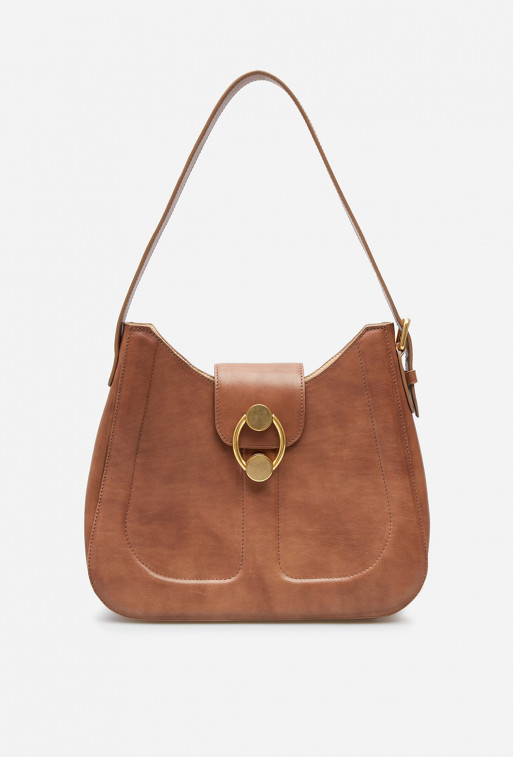 Nancy vintage brown leather
hobo bag /gold/