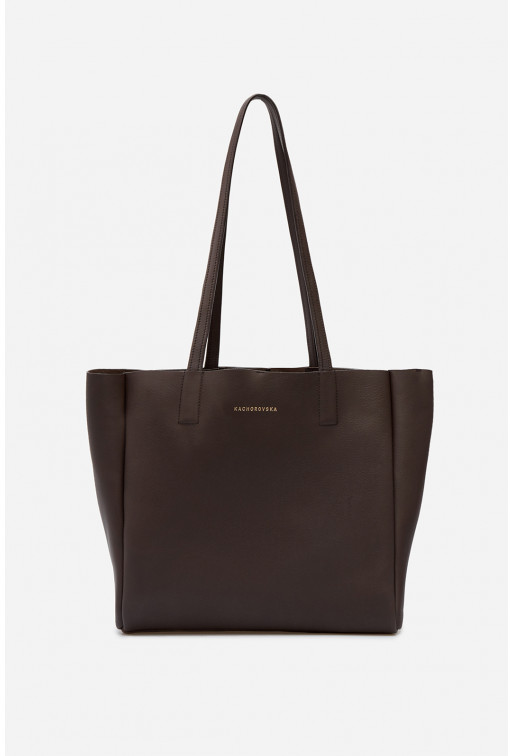 Matilda mini brown textured leather shopper bag /gold/