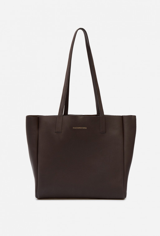 Matilda mini brown textured leather shopper bag /gold/