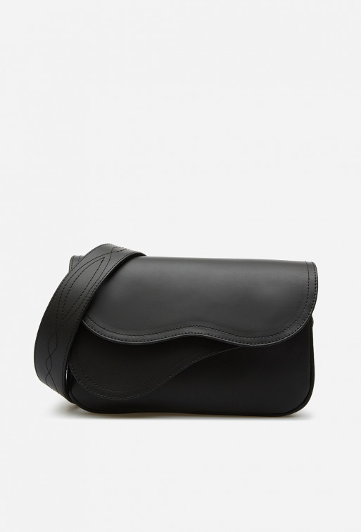 Saddle bag 2 black matte leather crossbody /silver/