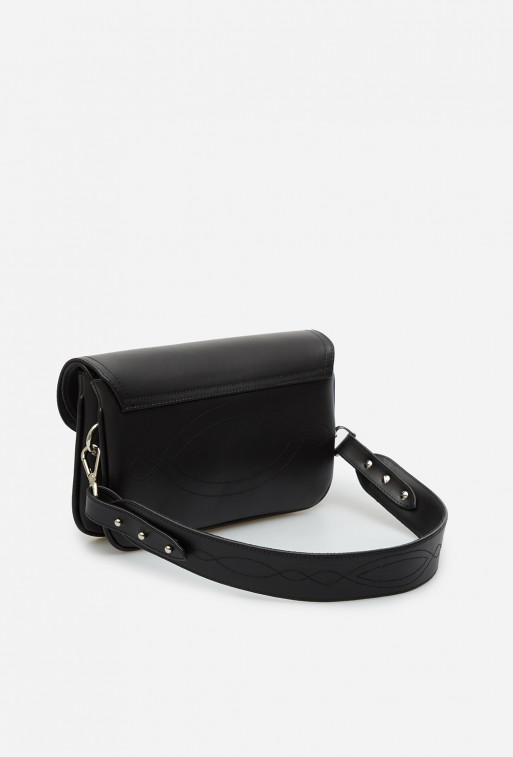 Saddle bag 2 black matte leather crossbody /silver/