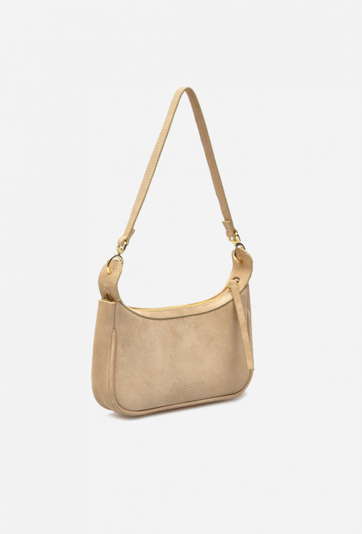 Gia beige suede-leather
baguette bag /gold/