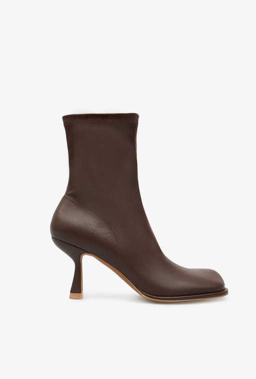 Blanca brown leather ankle boots with zipper /7 cm/