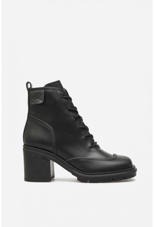 Ksenya black leather ankle boots