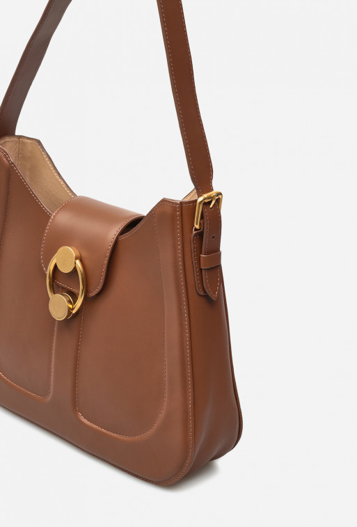 Nancy brown leather
hobo bag /gold/