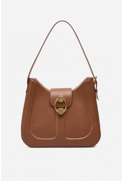 Nancy brown leather
hobo bag /gold/