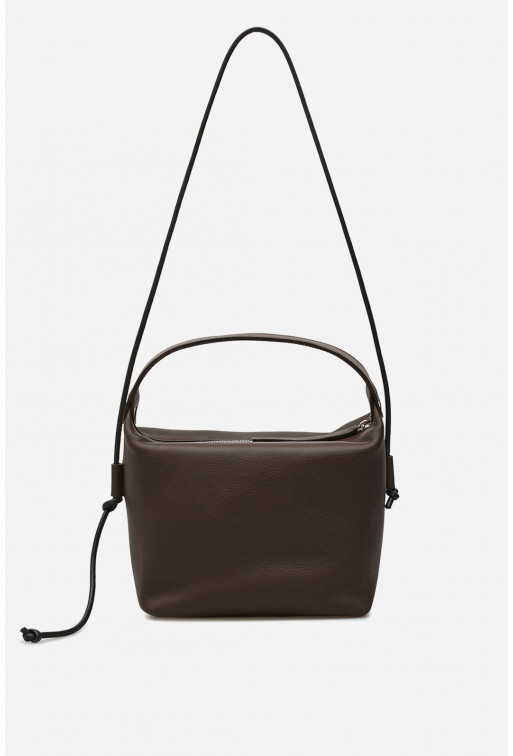 Selma mini brown textured leather
shoulder bag /silver/