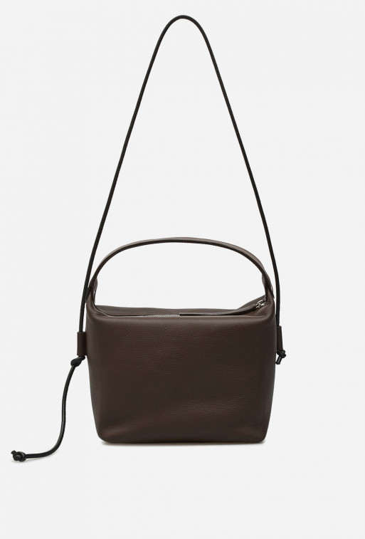 Selma mini brown textured leather
shoulder bag /silver/