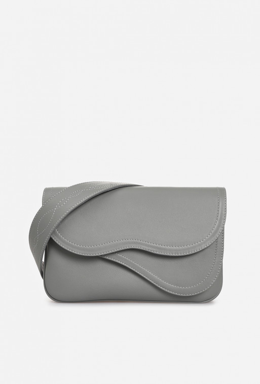 Saddle bag 2 gray leather cross body /silver/