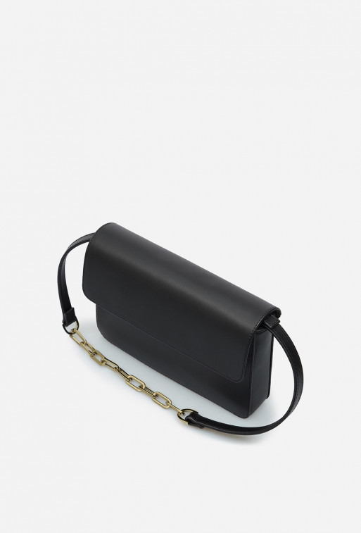 Carrie black matte leather cross body /gold/