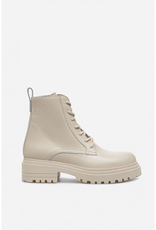 Riri beige leather boots /fur/