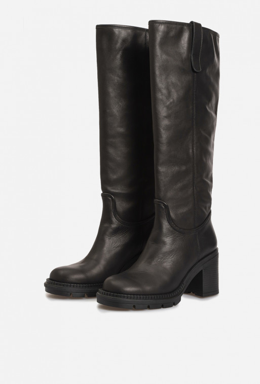 Marta black leather knee boots /baize/