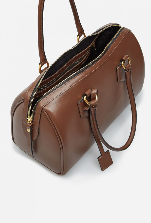 Drew L chocolate leather shoulder bag /gold/