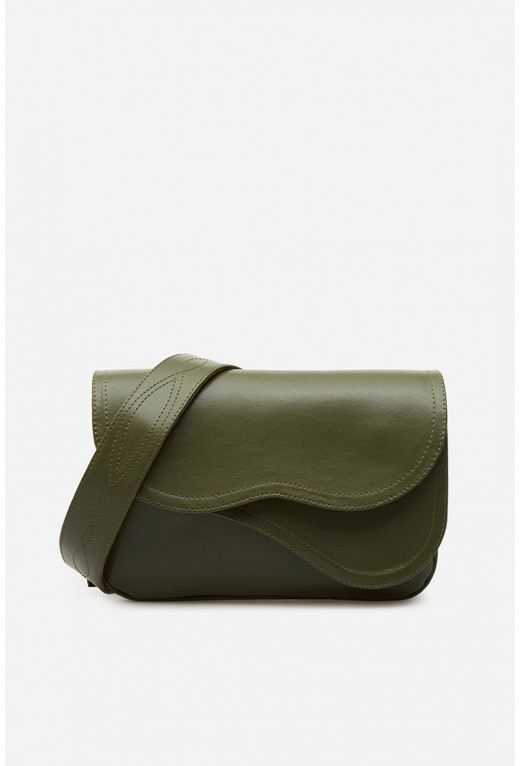 Saddle bag 2
green leather crossbody /silver/