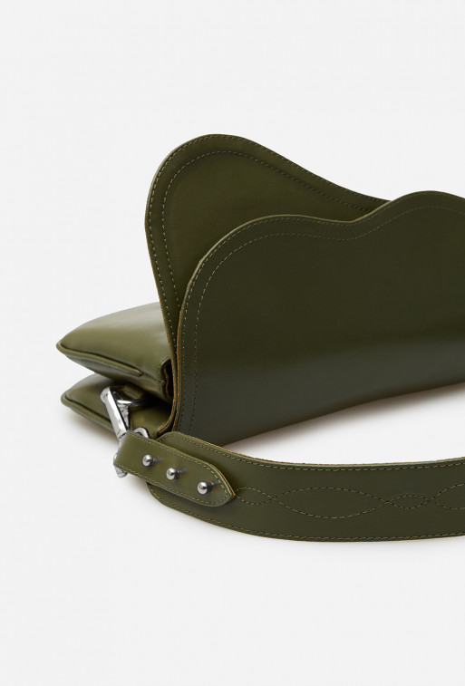 Saddle bag 2
green leather crossbody /silver/
