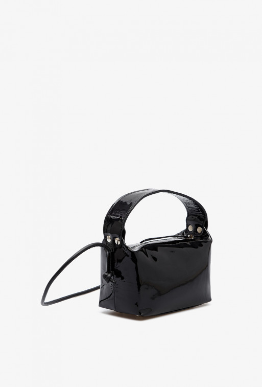 Selma micro black leather
shoulder bag /silver/
