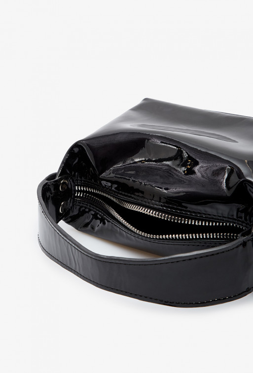 Selma micro black leather
shoulder bag /silver/