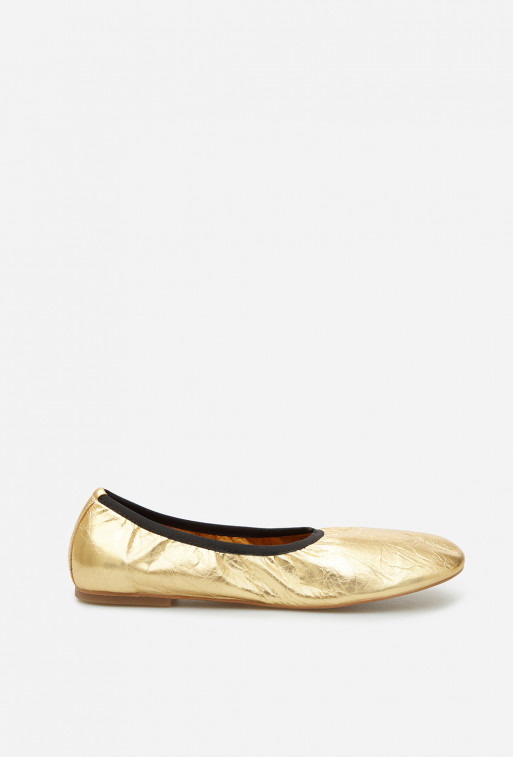 Lory golden leather ballet flats