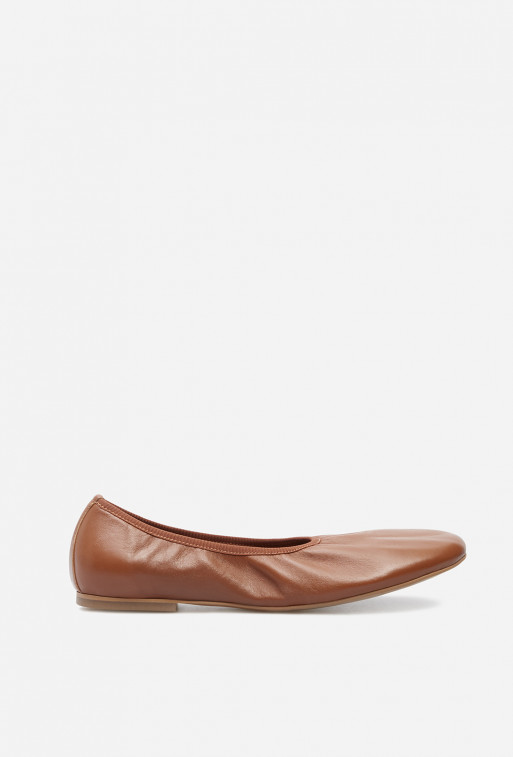 Lory caramel leather ballet flats