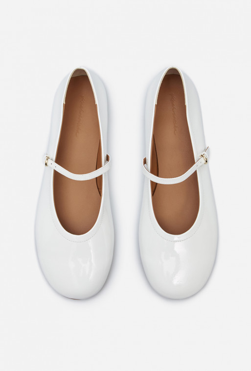 Ashley white patent-leather ballet flats