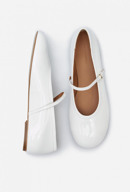Ashley white patent-leather ballet flats