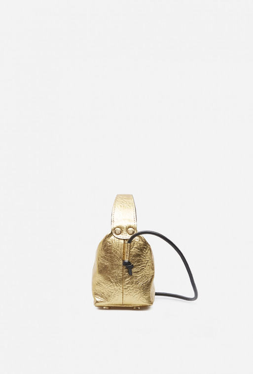 Selma micro gold leather
cross body bag /silver/